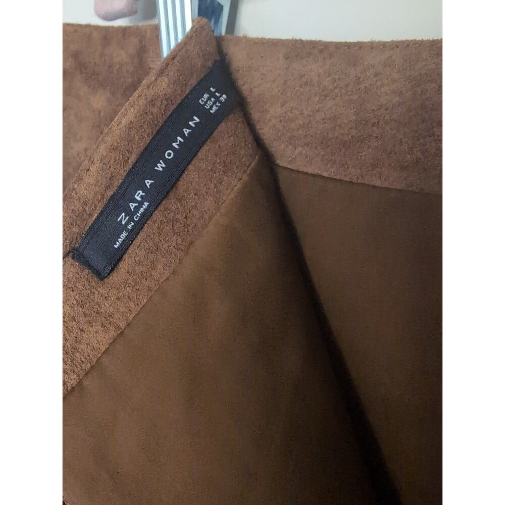 Zara suede embroidered studded floral mini lined skirt lg - Picture 6 of 6
